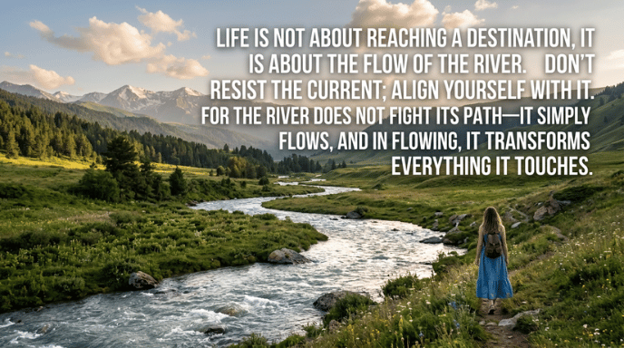 Life is not about reaching a destination, it is about the flow of the river. Don't resist the current; align yourself with it. For the river does not fight its path—it simply flows, and in flowing, it transforms everything it touches.