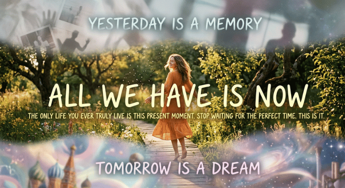 All we have is now. Yesterday is a memory. Tomorrow is a dream. The only life you ever truly live is this present moment. Stop waiting for the perfect time. This is it