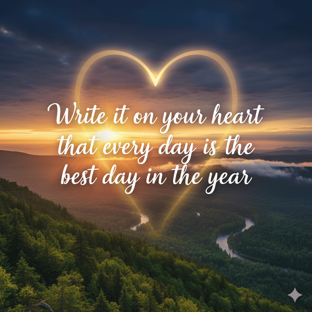 "Write it on your heart that every day is the best day in the year." - Ralph Waldo Emerson
