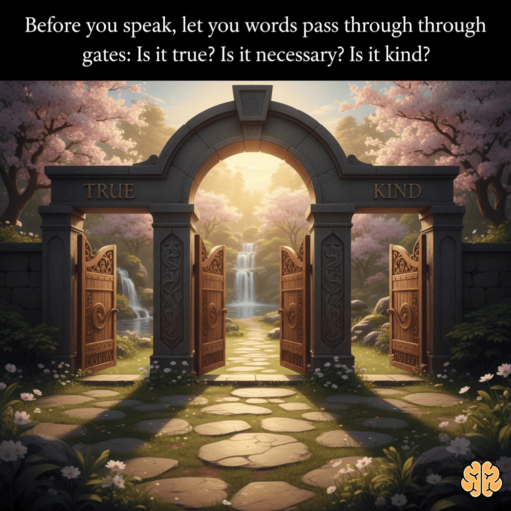 Before you speak, let your words pass through three gates: Is it true? Is it necessary? Is it kind?