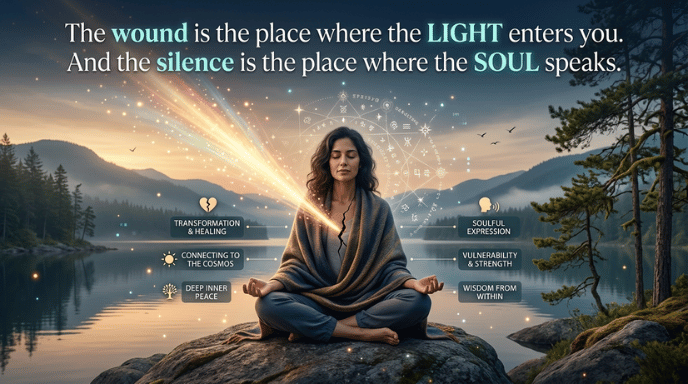 The wound is the place where the Light enters you. And the silence is the place where the Soul speaks.