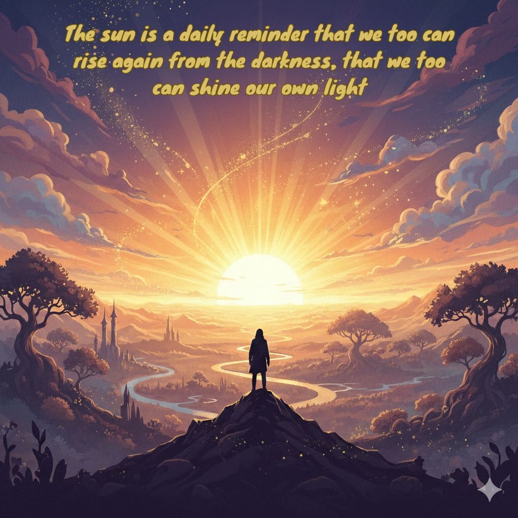 "The sun is a daily reminder that we too can rise again from the darkness, that we too can shine our own light." 