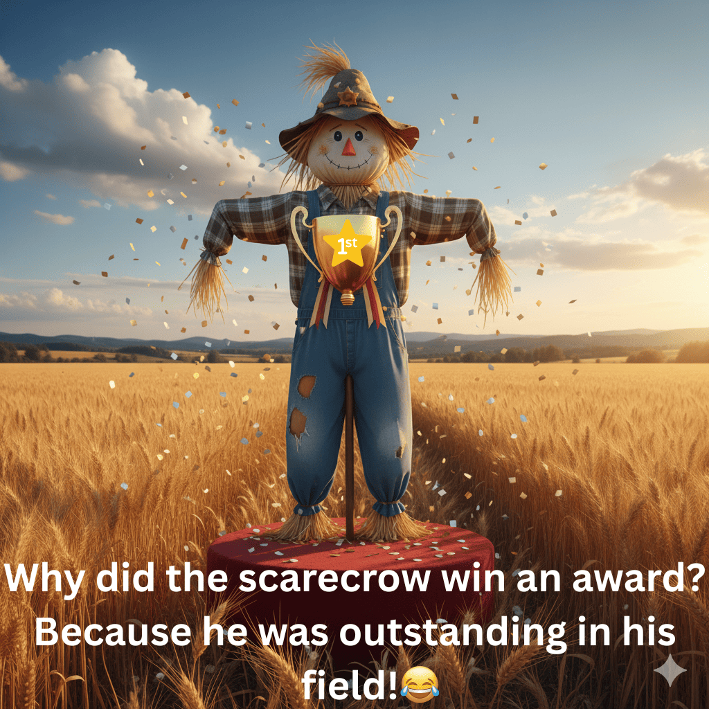 Why did the scarecrow win an award? Because he was outstanding in his field!
