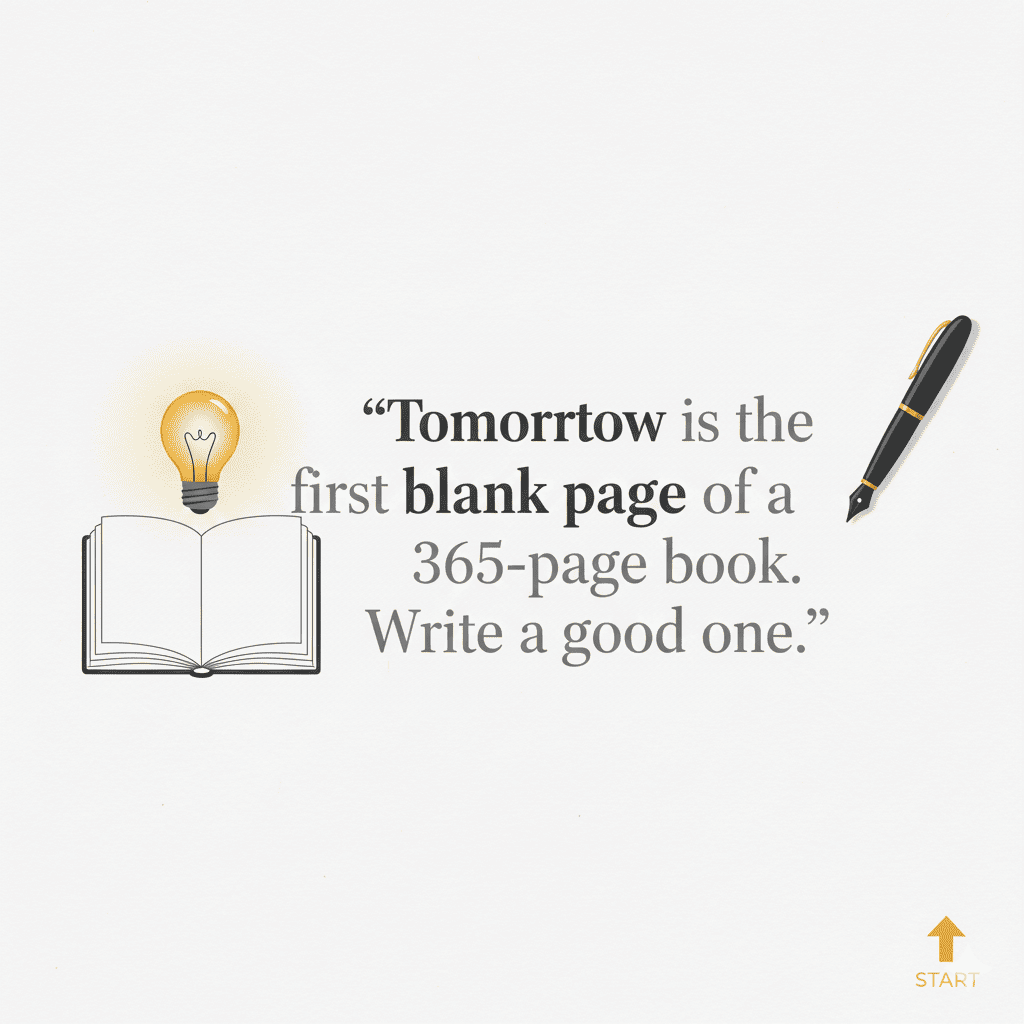 Tomorrow is the first blank page of a 365-page book. Write a good one