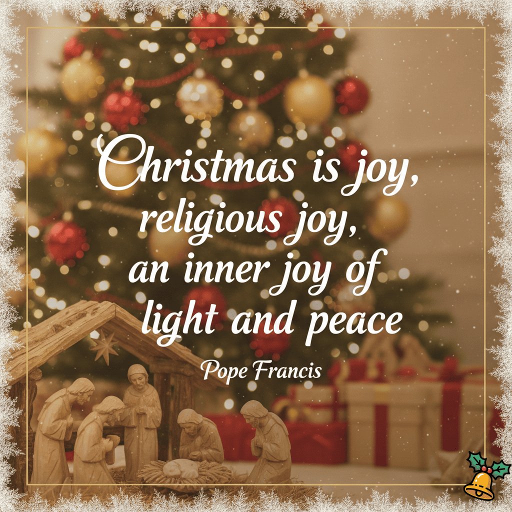 Christmas is joy, religious joy, an inner joy of light and peace.